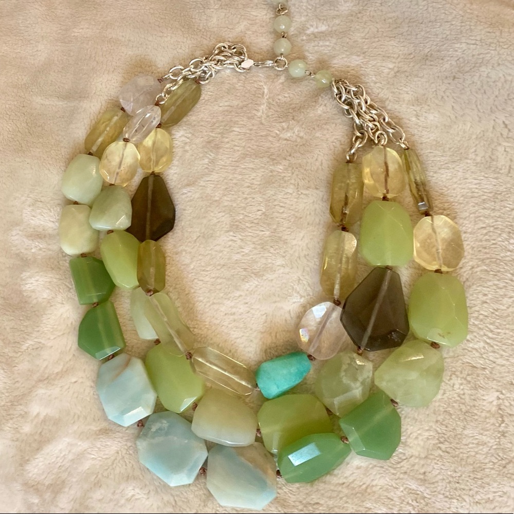 Stella & Dot multi stranded quartz stone necklace